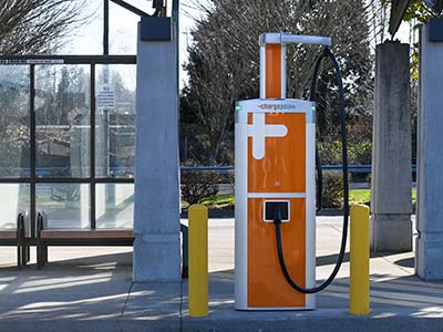Image of a fast-charging station at 99th Street Transit Center in Vancouver.